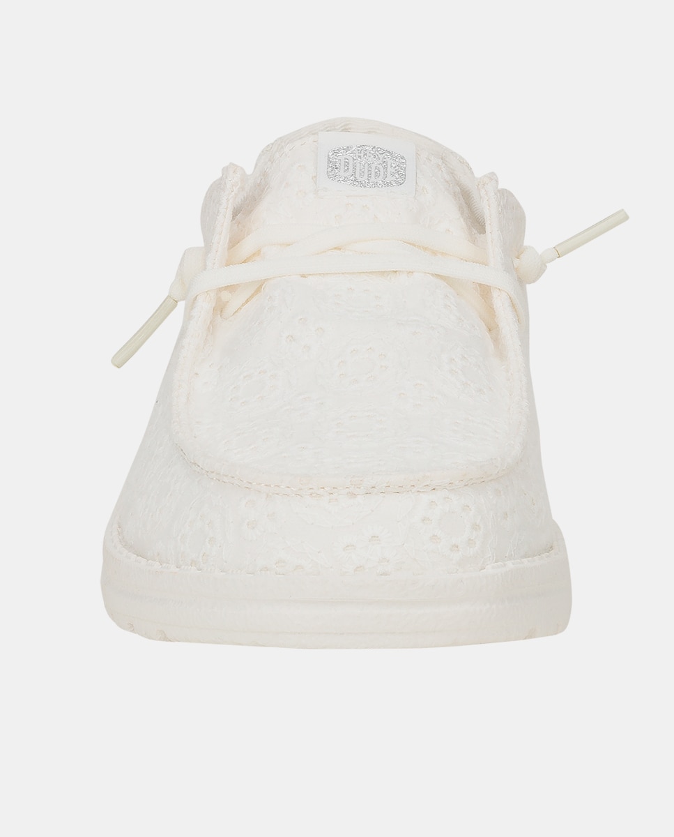 Zapato de cordones de mujer en algodón con ojales - HeyDude - Blanco Blanco-2