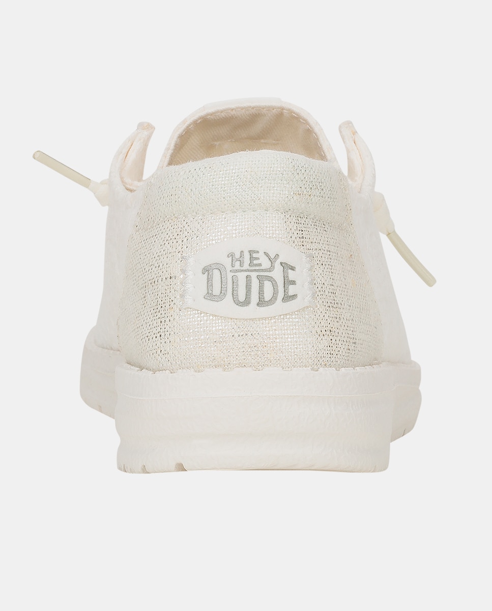 Zapato de cordones de mujer en algodón con ojales - HeyDude - Blanco Blanco-3