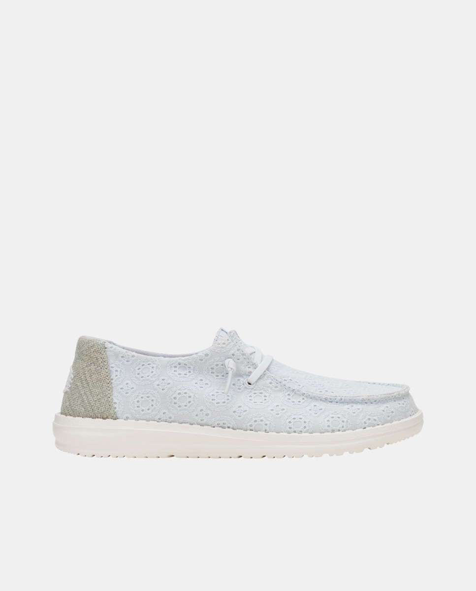 Zapato de cordones de mujer en algodón con ojales - HeyDude - Azul claro Azul claro-1