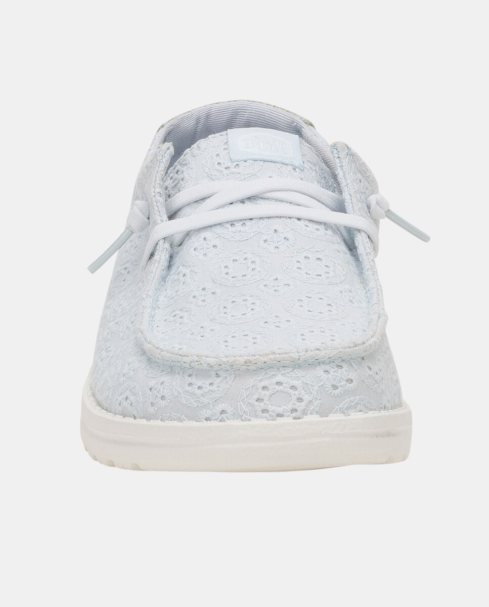 Zapato de cordones de mujer en algodón con ojales - HeyDude - Azul claro Azul claro-2