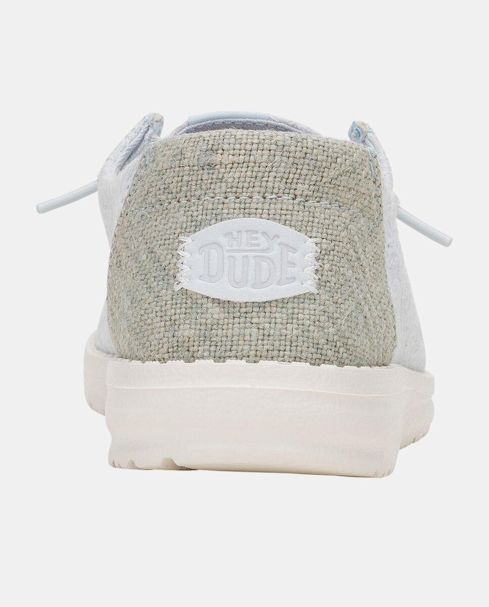 Zapato de cordones de mujer en algodón con ojales - HeyDude - Azul claro Azul claro-3