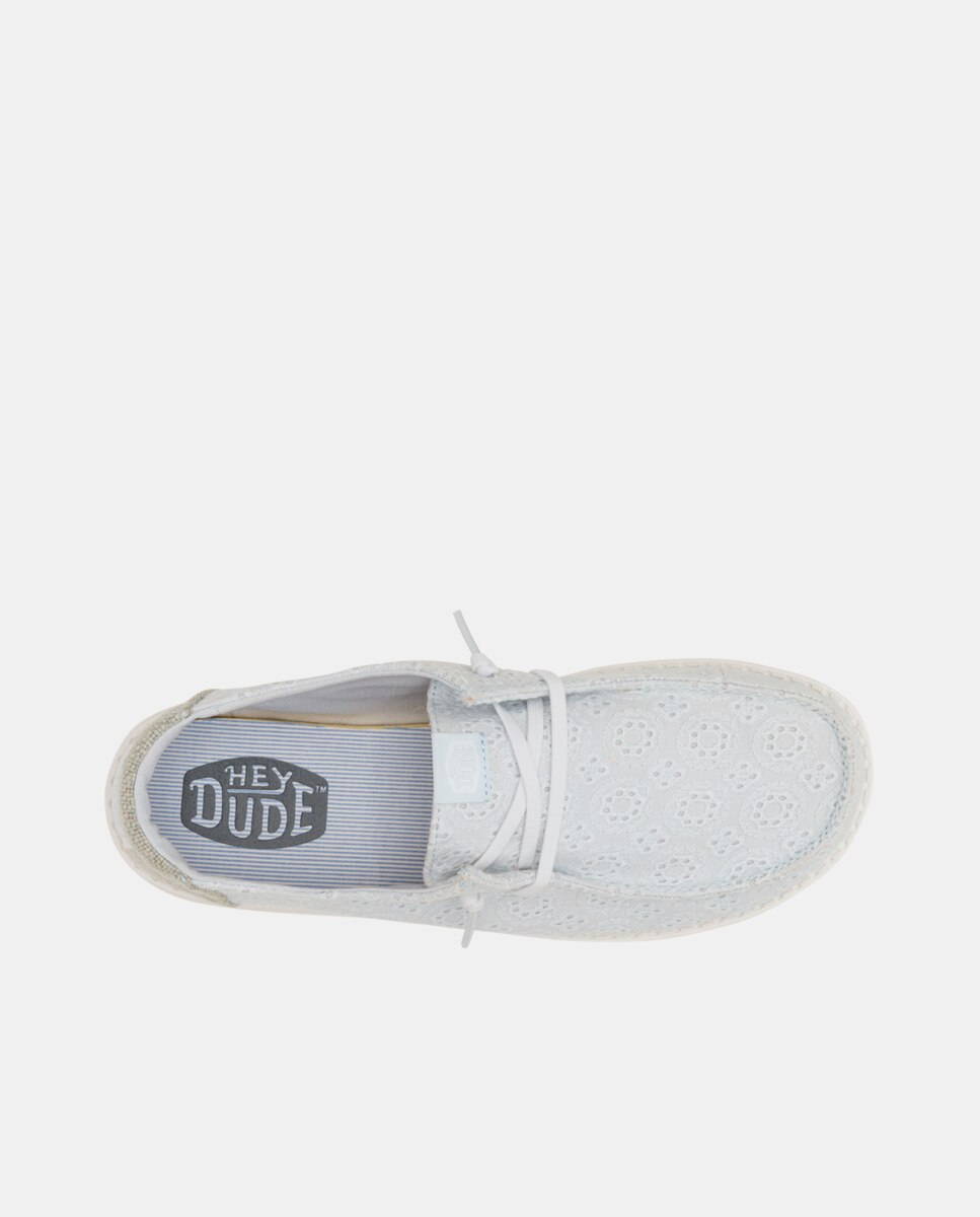 Zapato de cordones de mujer en algodón con ojales - HeyDude - Azul claro Azul claro-4
