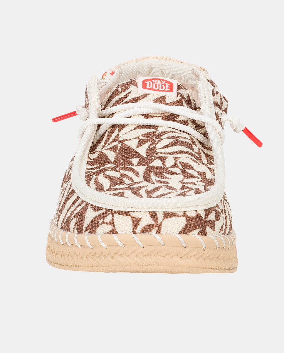 Zapato de cordones de mujer en tejido y estampado tropical - HeyDude - Marrón Marrón-4