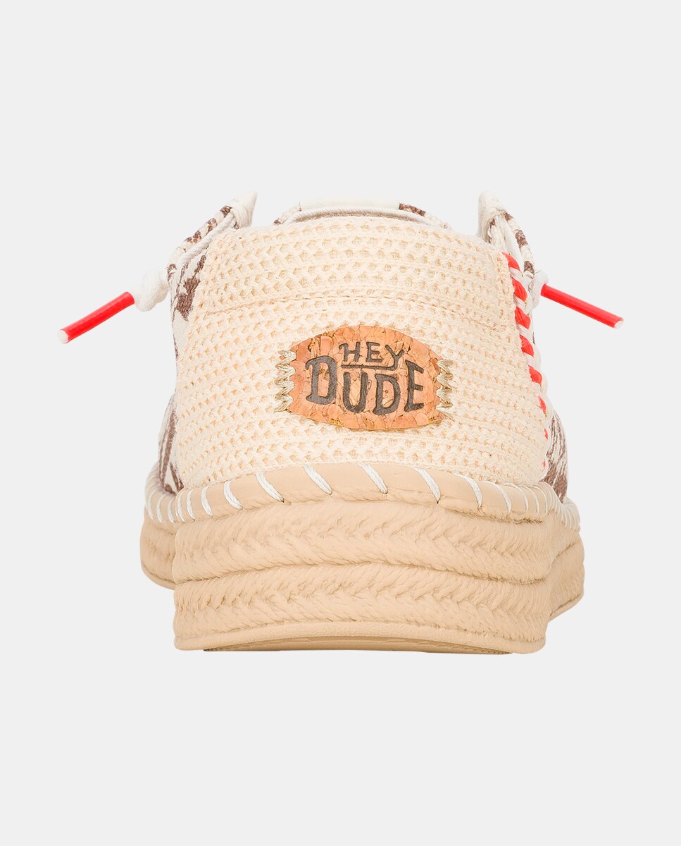 Zapato de cordones de mujer en tejido y estampado tropical - HeyDude - Marrón Marrón-5