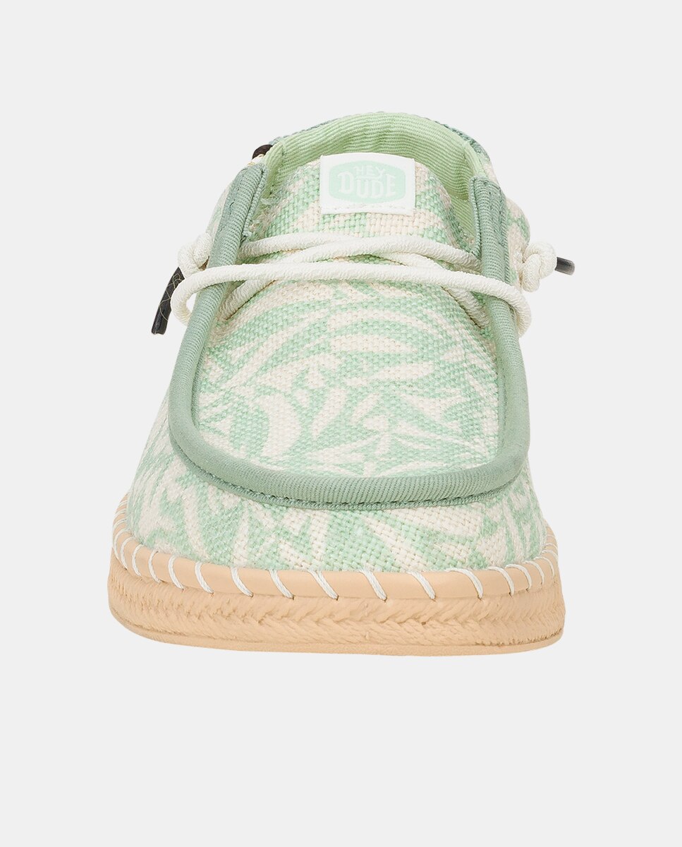 Zapato de cordones de mujer en tejido y estampado tropical - HeyDude - Verde Verde-6