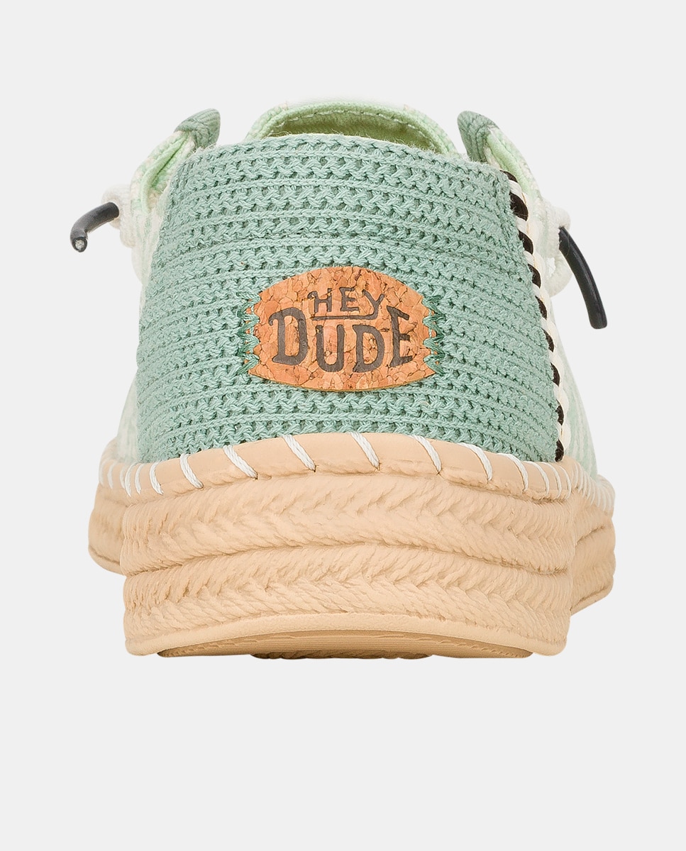 Zapato de cordones de mujer en tejido y estampado tropical - HeyDude - Verde Verde-2
