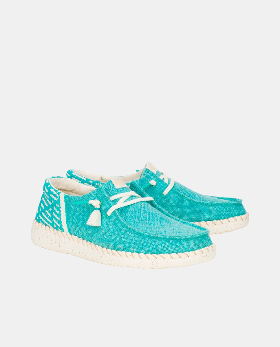 Zapato de cordones de mujer en yute trenzado - HeyDude - Turquesa Turquesa-4
