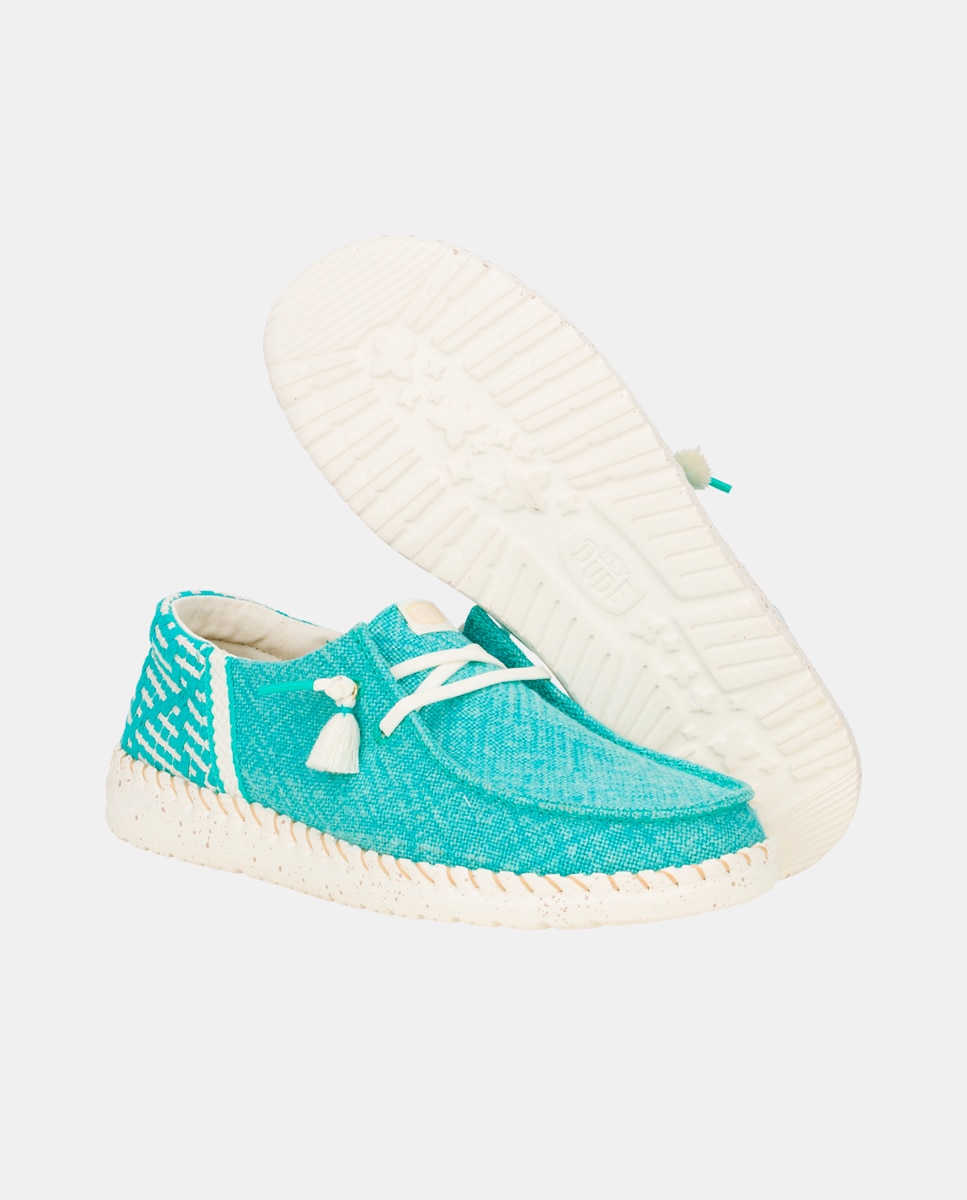Zapato de cordones de mujer en yute trenzado - HeyDude - Turquesa Turquesa-3