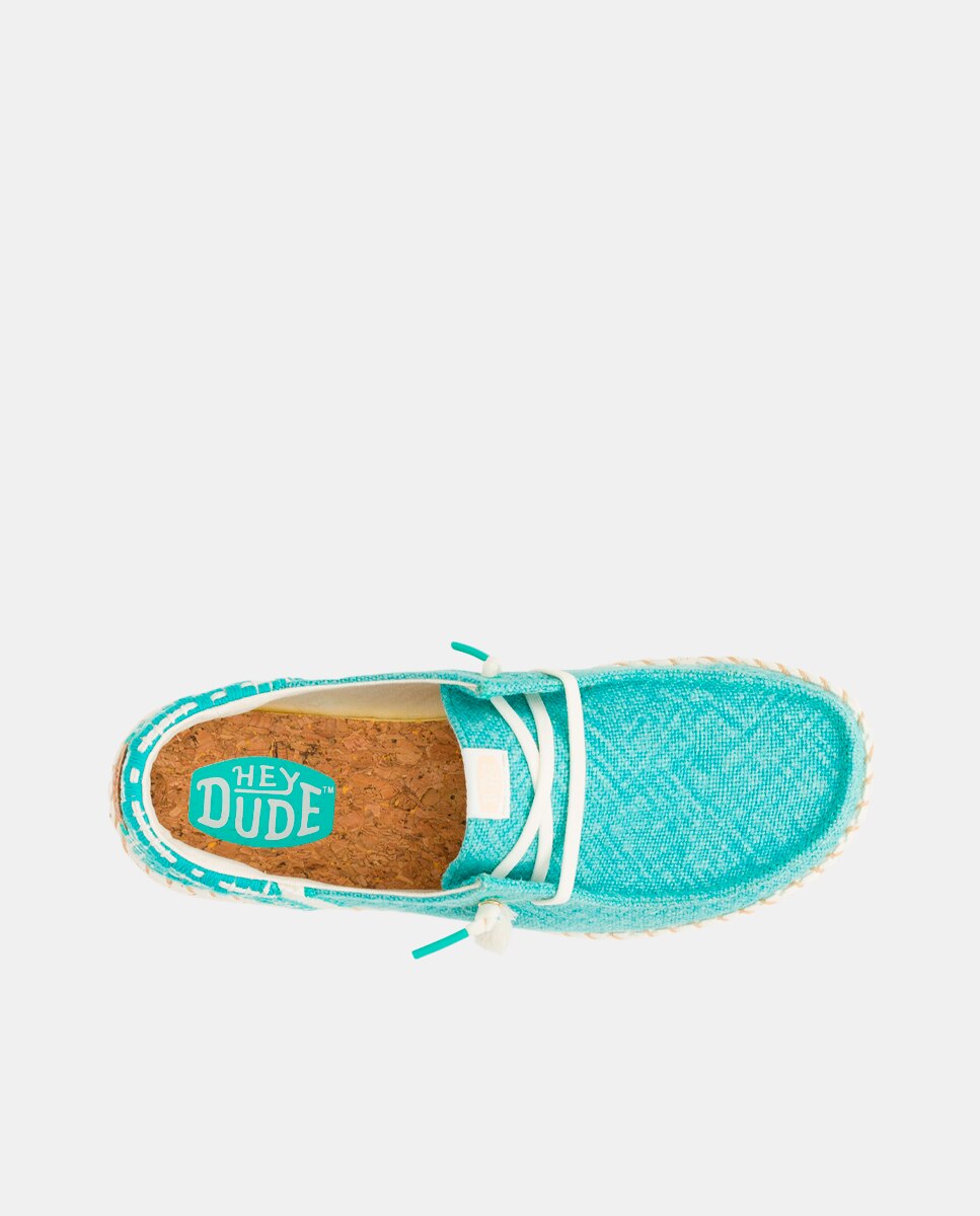 Zapato de cordones de mujer en yute trenzado - HeyDude - Turquesa Turquesa-6