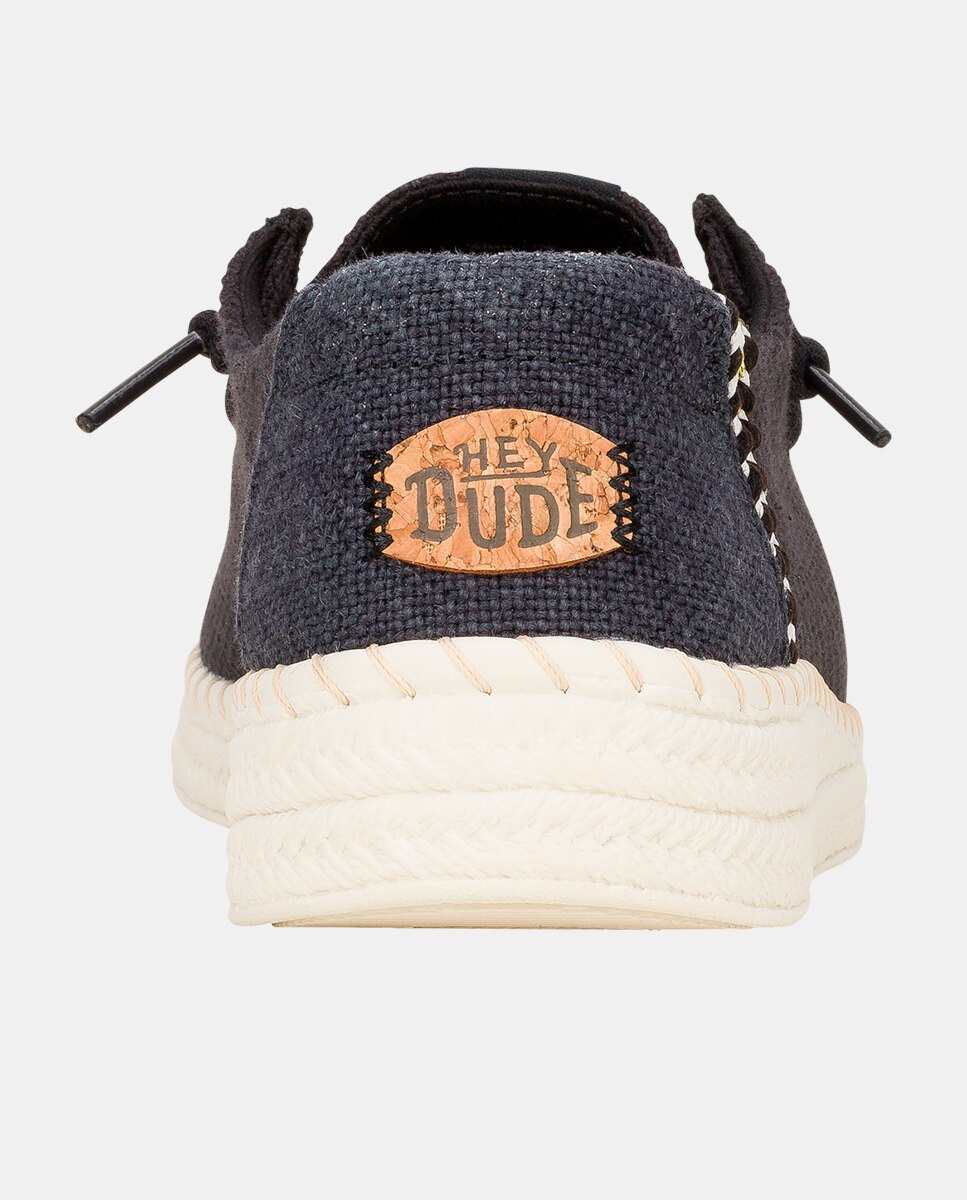 Zapato de cordones de mujer en algodón y detalles bordados - HeyDude - Negro Negro-5