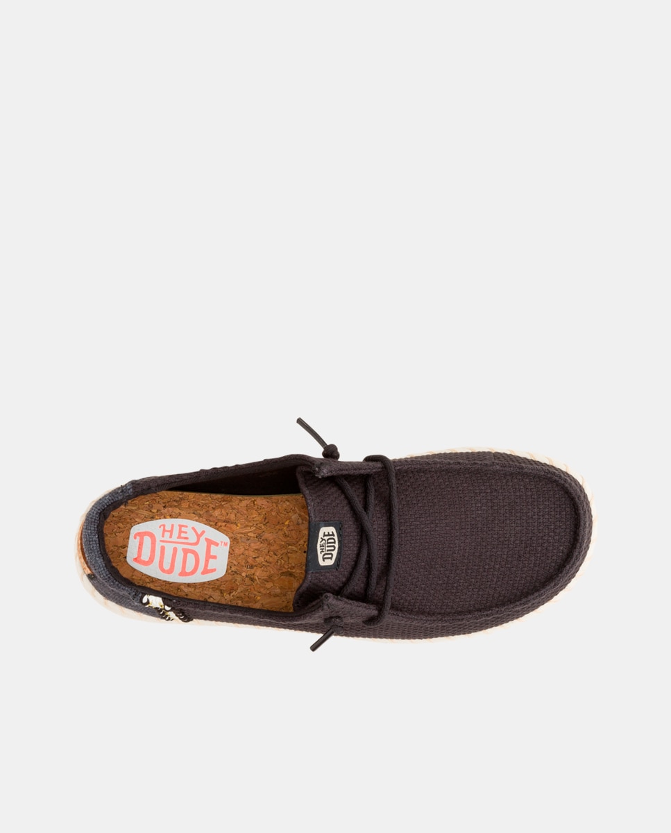 Zapato de cordones de mujer en algodón y detalles bordados - HeyDude - Negro Negro-6