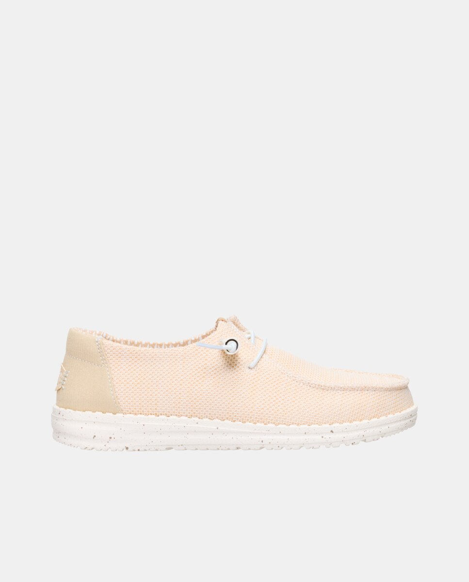 Zapatillas de cordones de mujer en malla elástica - HeyDude - Crema Crema-1