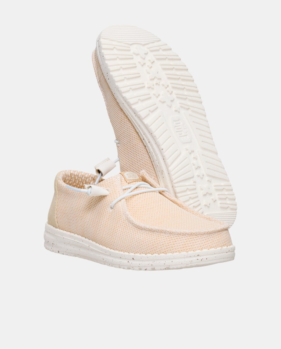 Zapatillas de cordones de mujer en malla elástica - HeyDude - Crema Crema-2