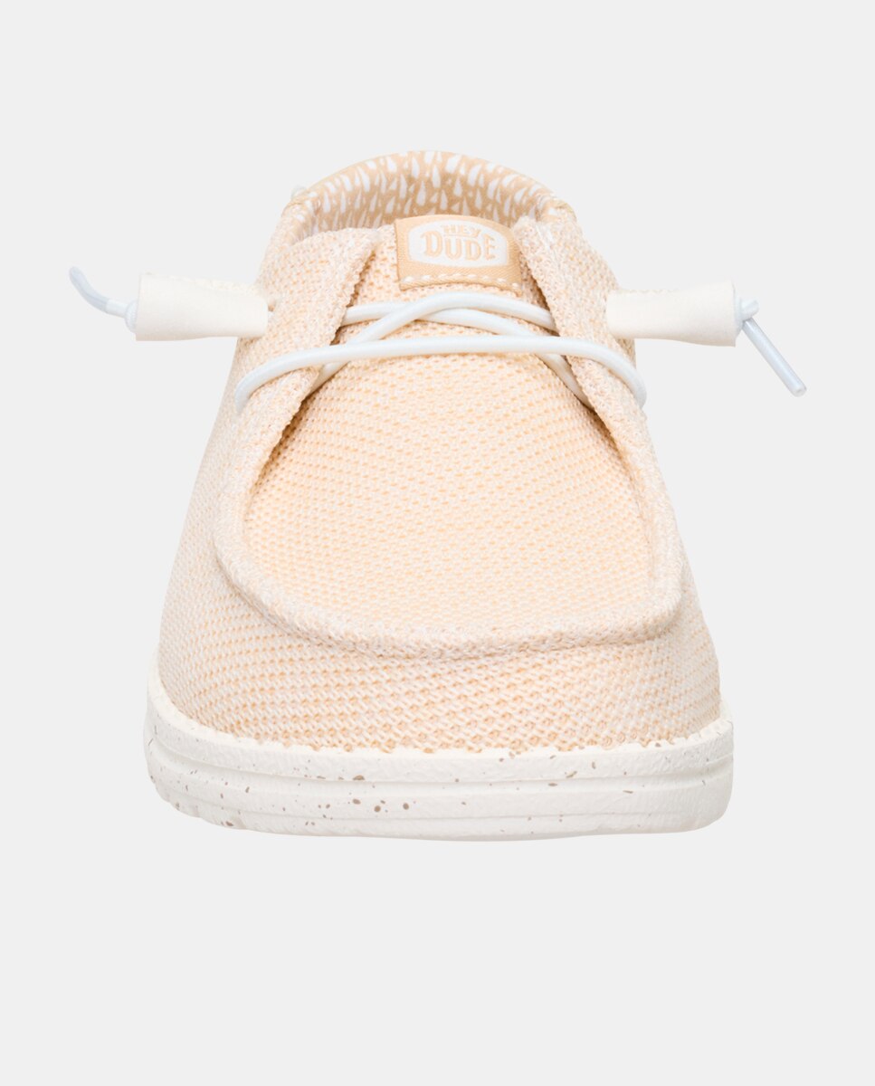 Zapatillas de cordones de mujer en malla elástica - HeyDude - Crema Crema-4