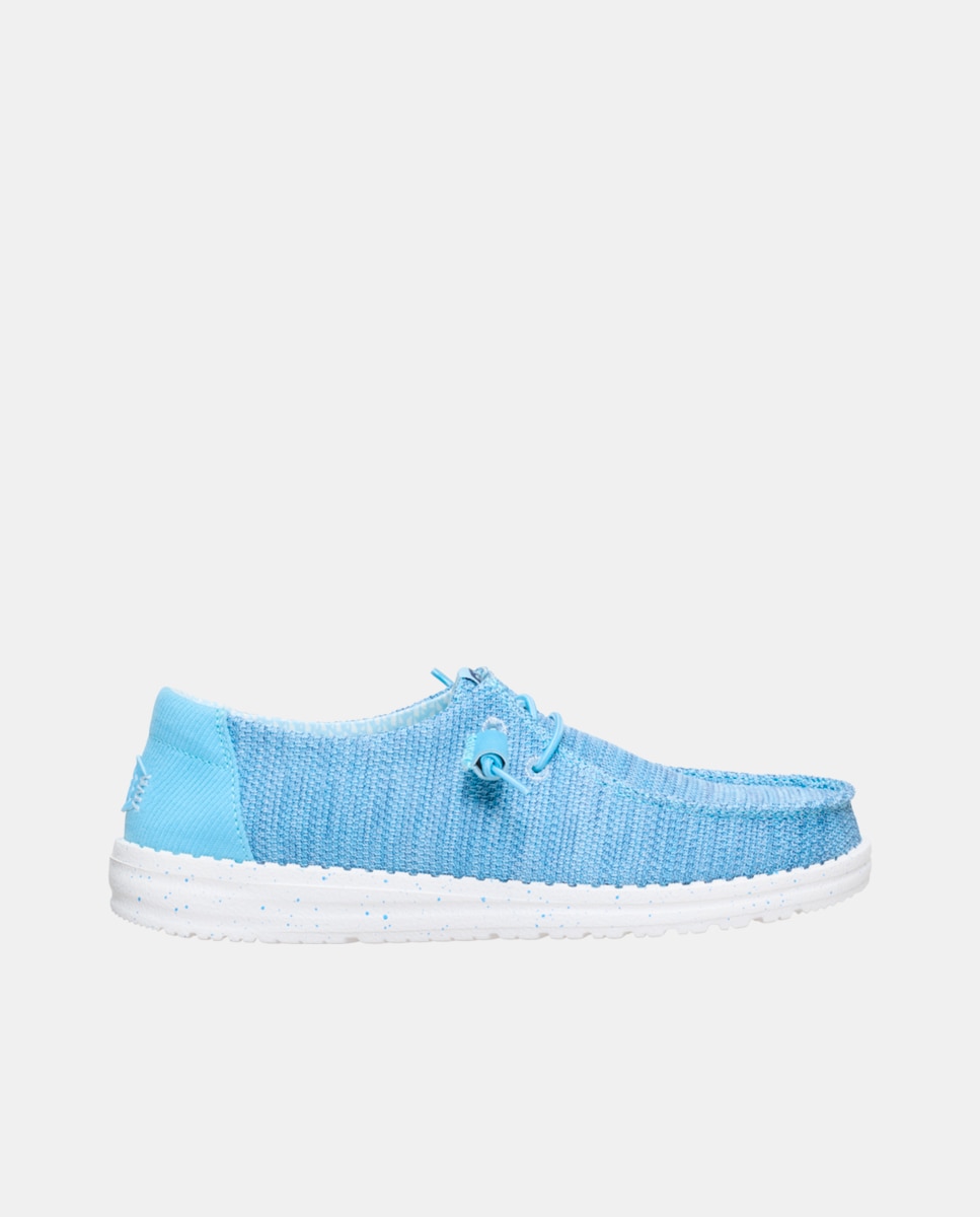Zapatillas de cordones de mujer en malla elástica - HeyDude - Azul claro Azul claro-1