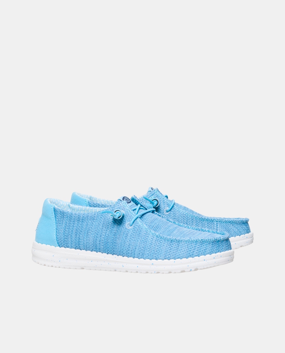 Zapatillas de cordones de mujer en malla elástica - HeyDude - Azul claro Azul claro-3