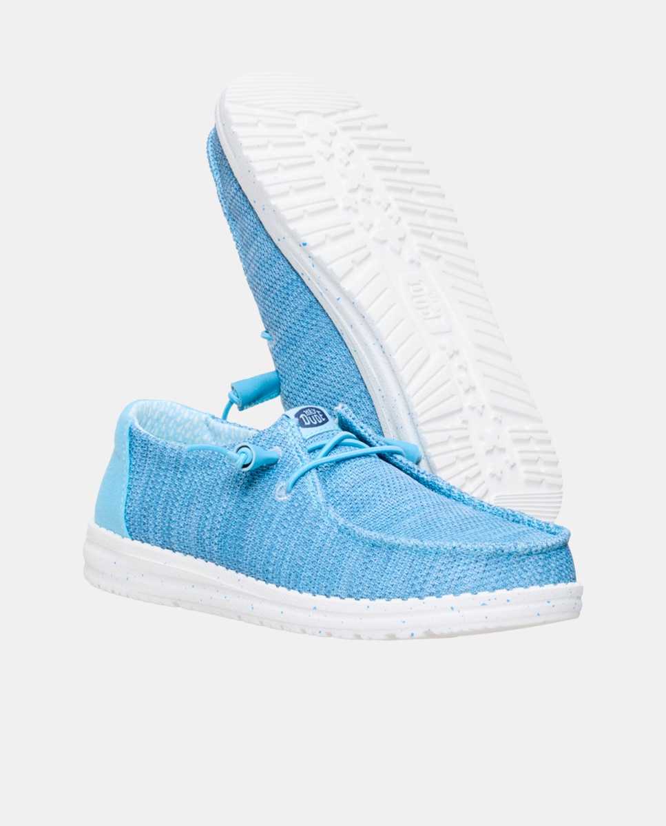 Zapatillas de cordones de mujer en malla elástica - HeyDude - Azul claro Azul claro-2