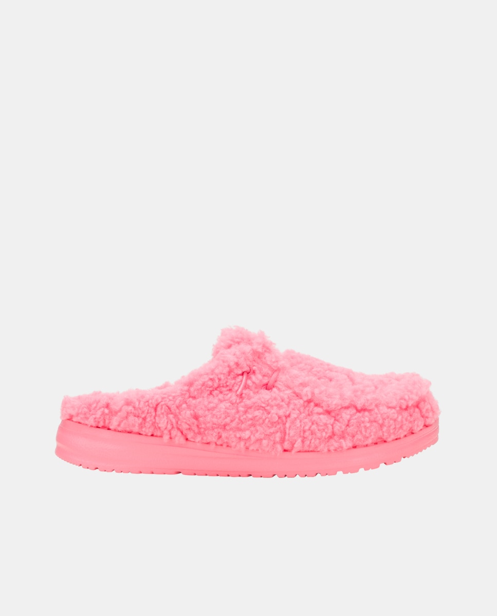 Zuecos de mujer con forro de borreguito - HeyDude - Rosa Rosa-1