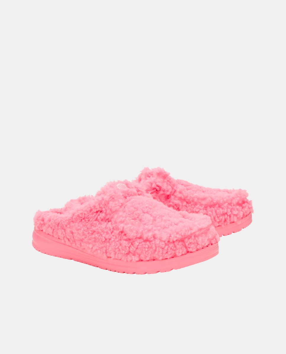 Zuecos de mujer con forro de borreguito - HeyDude - Rosa Rosa-3
