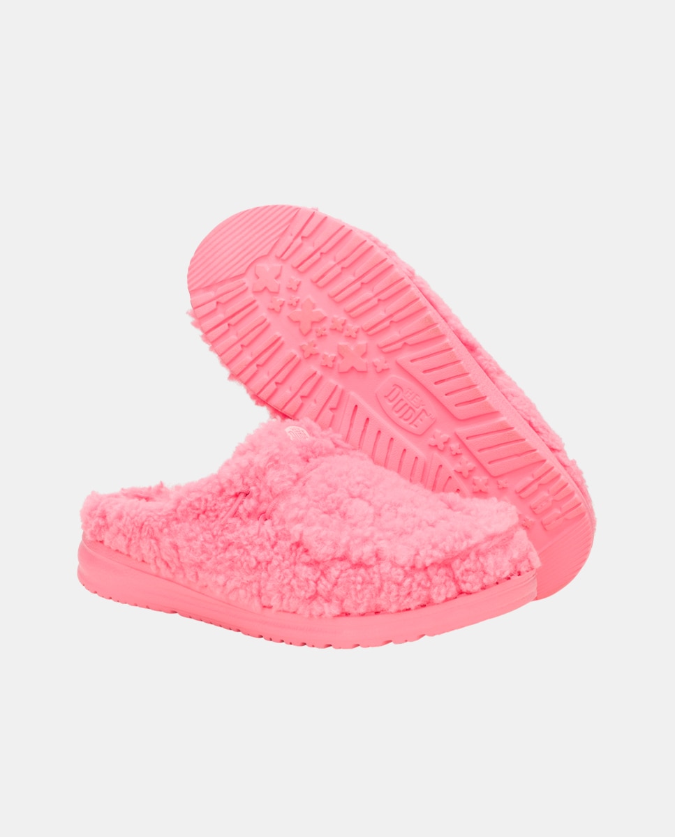 Zuecos de mujer con forro de borreguito - HeyDude - Rosa Rosa-2