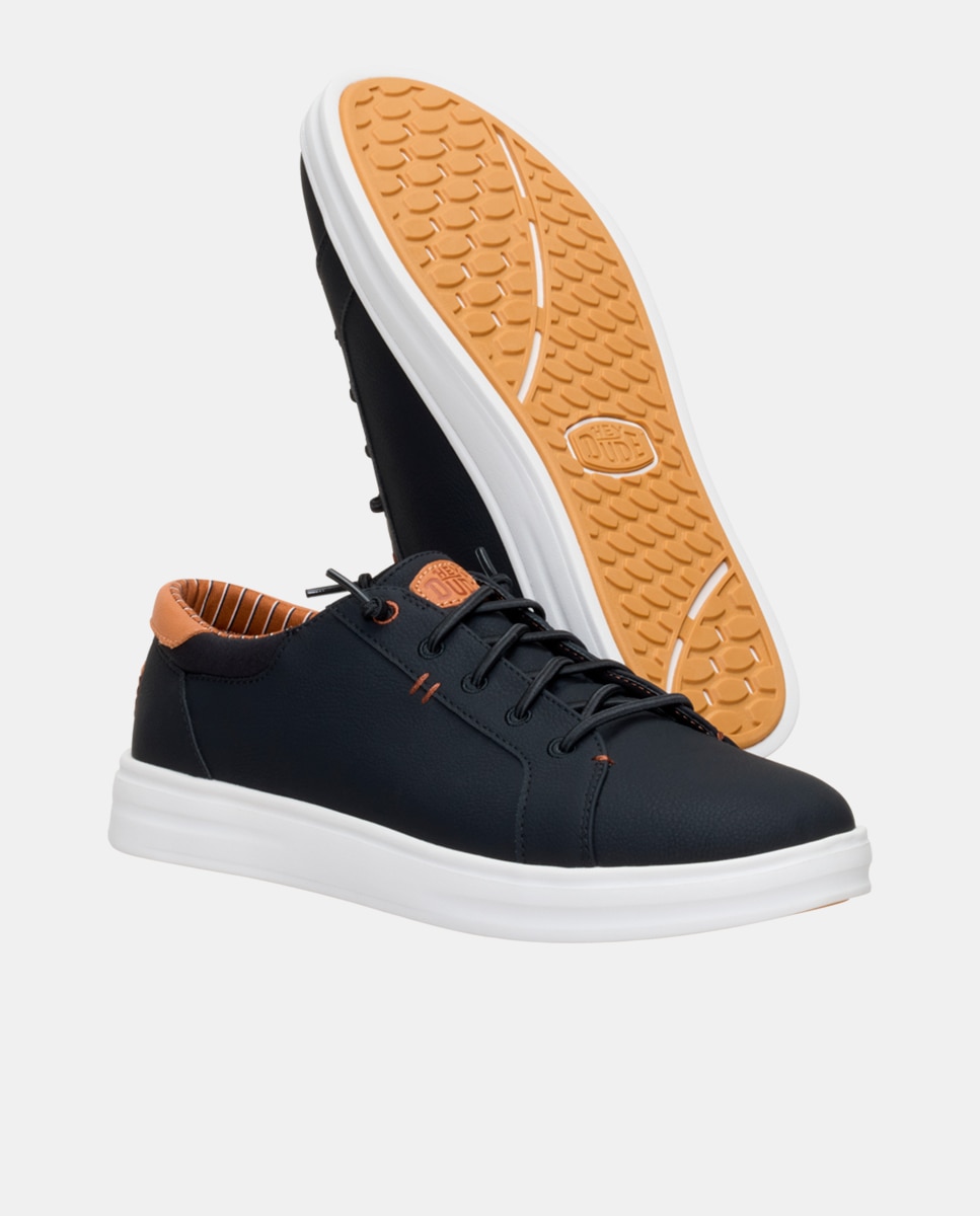 Zapatillas de hombre sintéticas con cordones elásticos y suela ligera - HeyDude - Negro Negro-2
