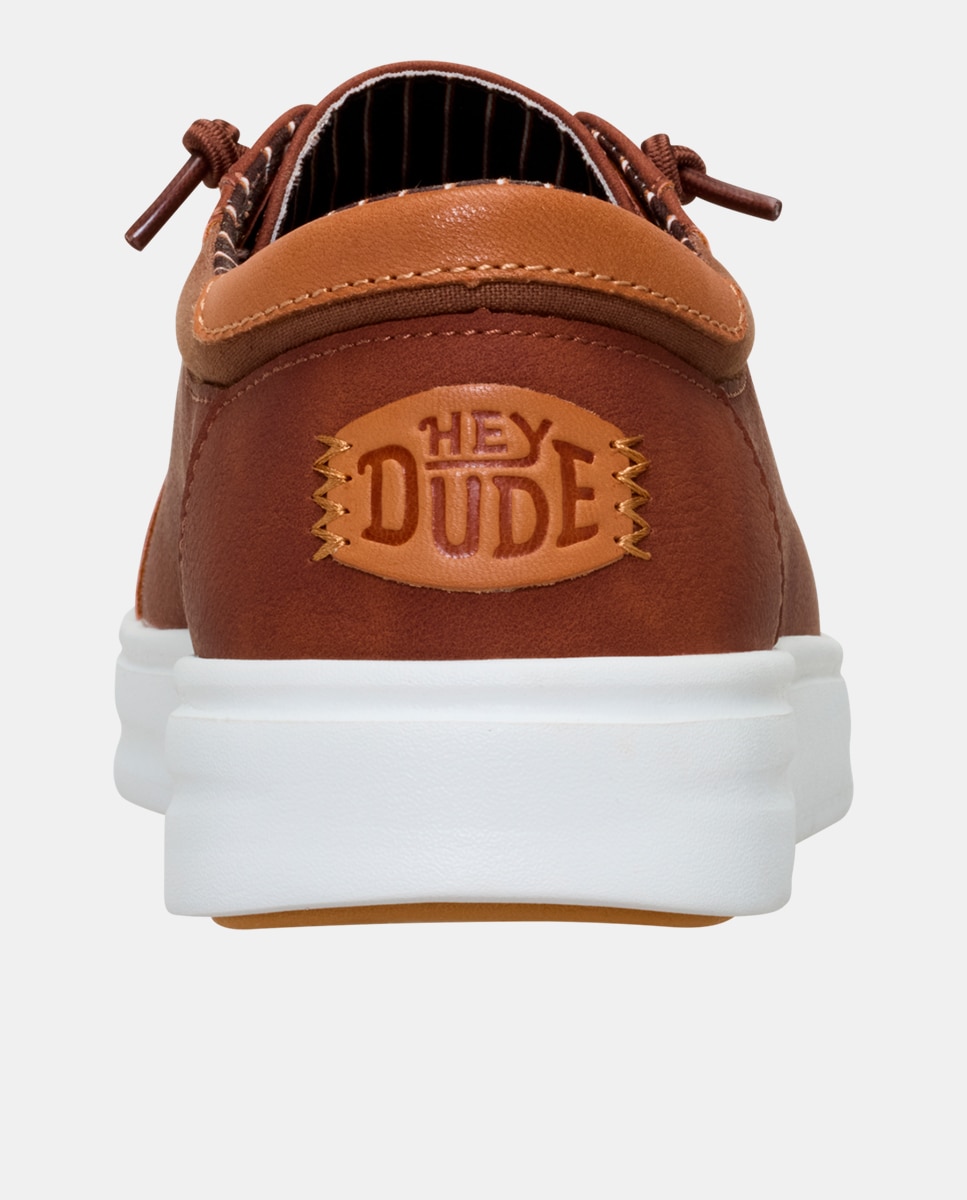 Zapatillas de hombre sintéticas con cordones elásticos y suela ligera - HeyDude - Cuero Cuero-5