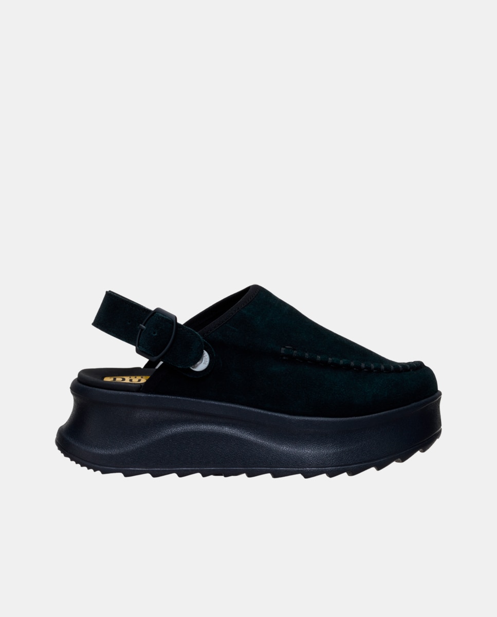 Zuecos de mujer de ante y plataforma - HeyDude - Negro Negro-1