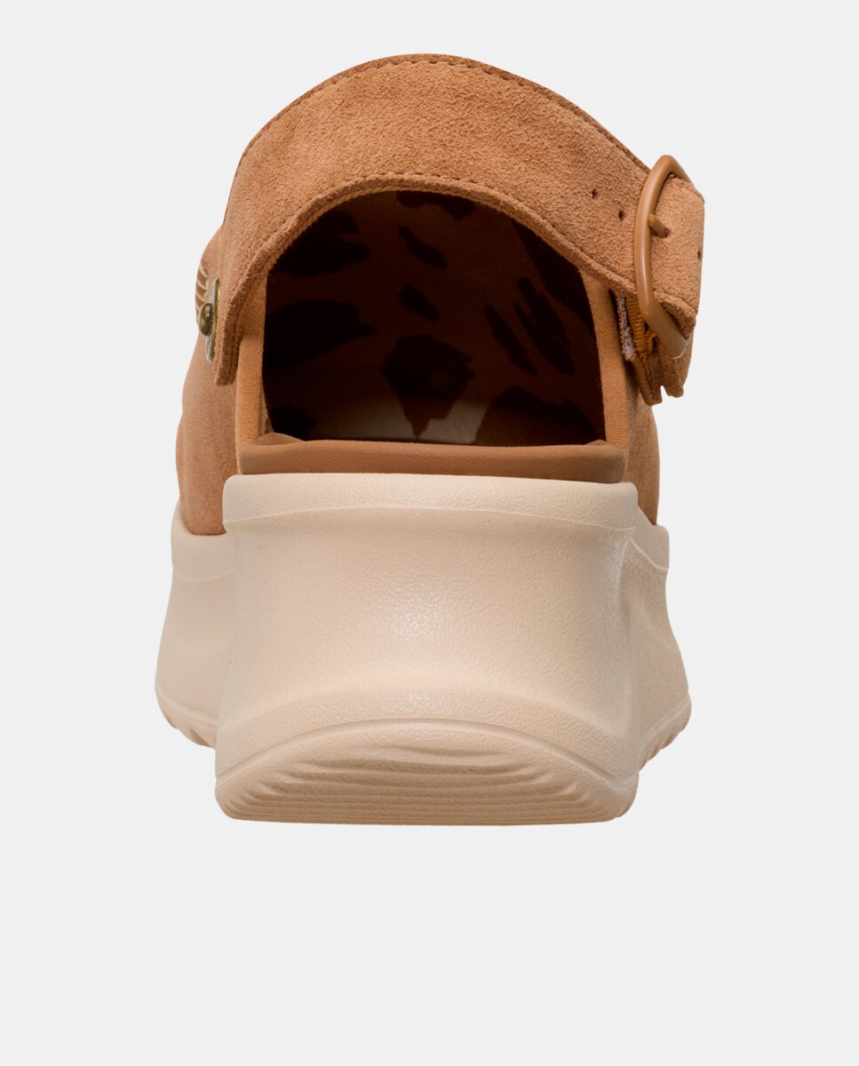 Zuecos de mujer de ante y plataforma - HeyDude - Beige Beige-5