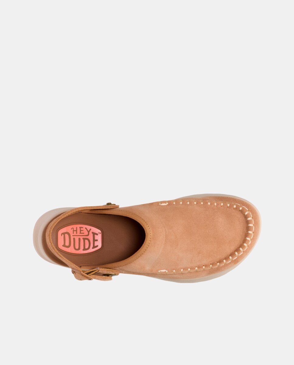 Zuecos de mujer de ante y plataforma - HeyDude - Beige Beige-6
