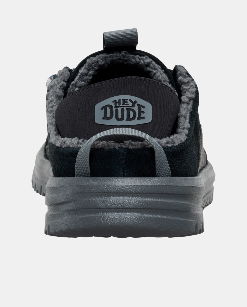 Zapatillas de casa de cordones de hombre de ante - HeyDude - Negro Negro-5