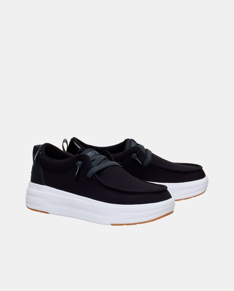 Zapatos de cordones de mujer de malla - HeyDude - Negro Negro-3