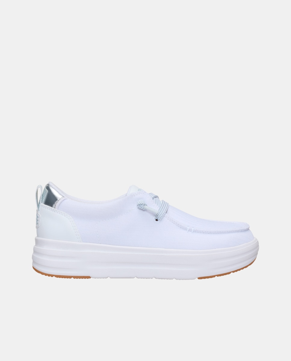 Zapatos de cordones de mujer de malla - HeyDude - Blanco Blanco-1