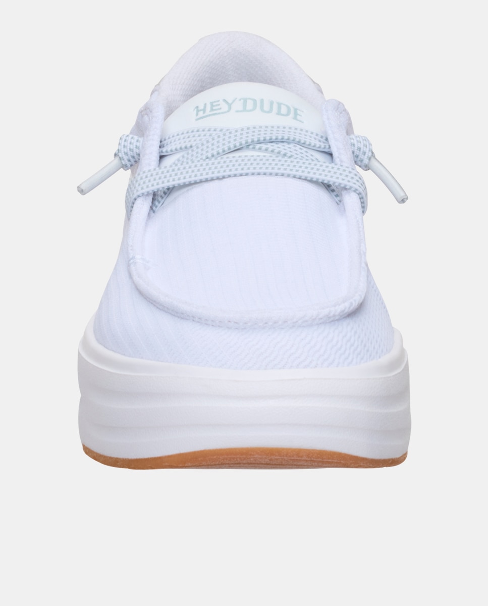 Zapatos de cordones de mujer de malla - HeyDude - Blanco Blanco-4