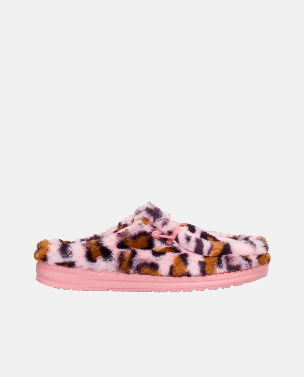 Zuecos de mujer con forro de borreguito - HeyDude - Rosa Rosa-1