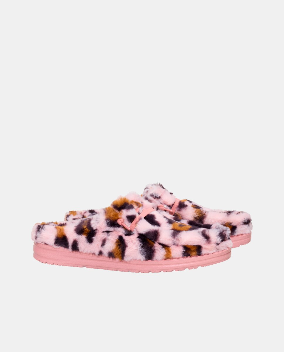 Zuecos de mujer con forro de borreguito - HeyDude - Rosa Rosa-3