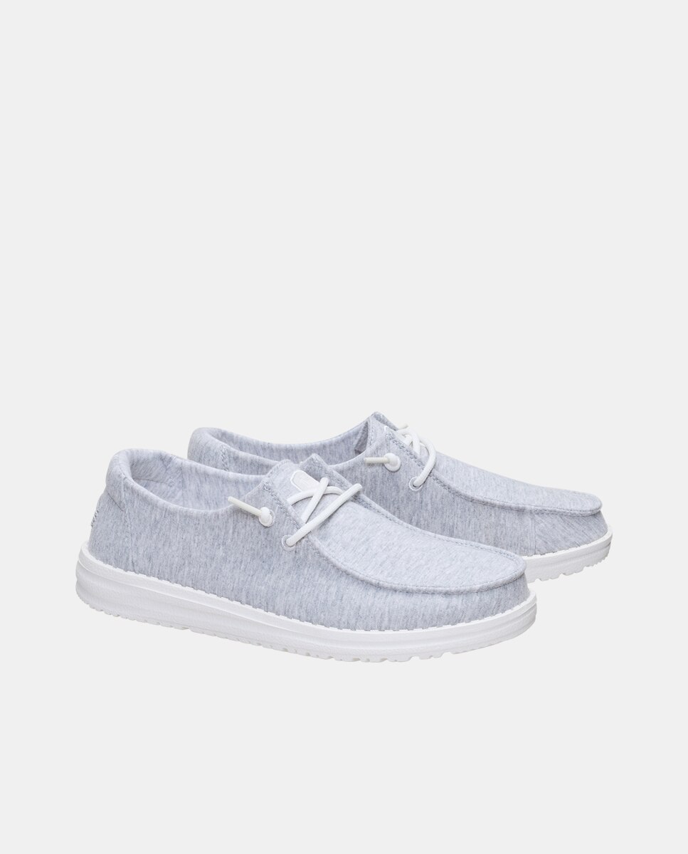 Zapatillas de cordones de mujer en malla elástica - HeyDude - Gris claro Gris claro-4