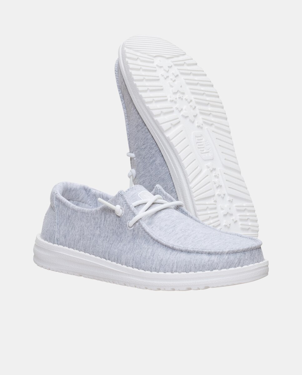Zapatillas de cordones de mujer en malla elástica - HeyDude - Gris claro Gris claro-5