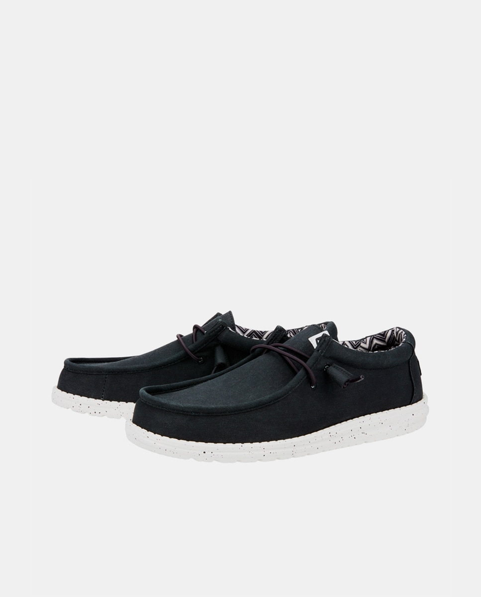 Zapatos de cordones de hombre de lona - HeyDude - Negro / Blanco Negro / Blanco-3