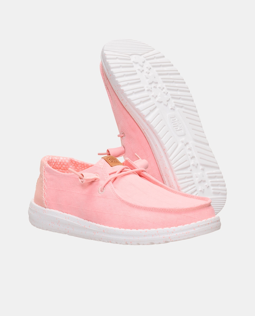 Imagen 5 de Zapatillas de cordones de mujer en tejido - HeyDude - Rosa claro Rosa claro