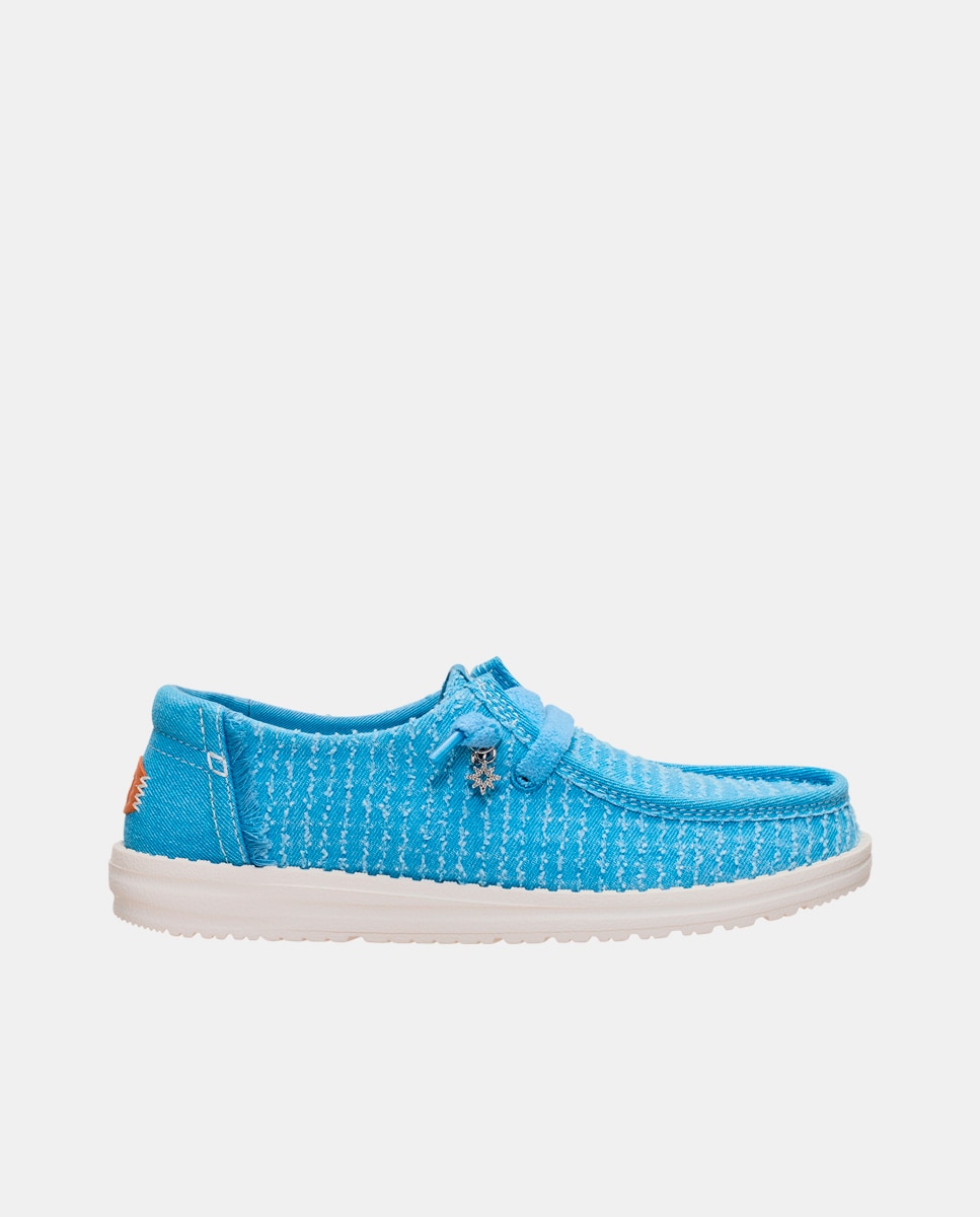 Zapatos de cordones de mujer en tejido con charm - HeyDude - Azul celeste Azul celeste-1