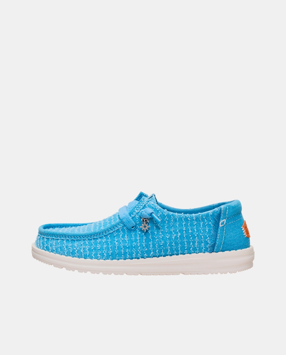 Zapatos de cordones de mujer en tejido con charm - HeyDude - Azul celeste Azul celeste-3