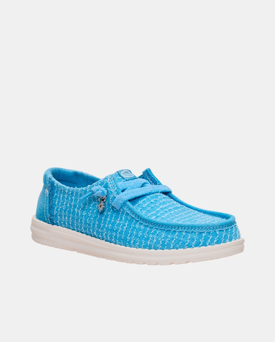 Zapatos de cordones de mujer en tejido con charm - HeyDude - Azul celeste Azul celeste-2