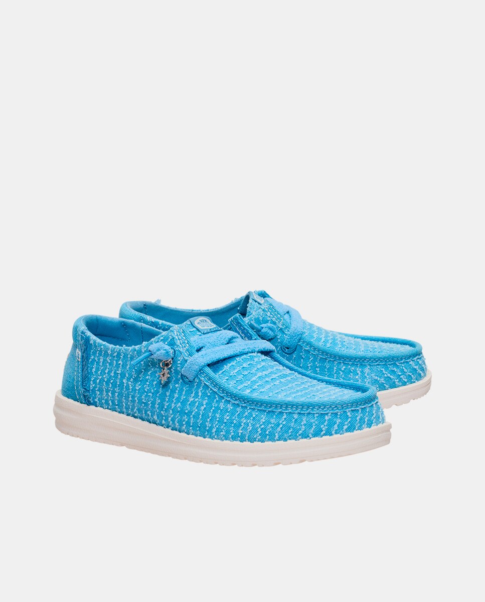 Zapatos de cordones de mujer en tejido con charm - HeyDude - Azul celeste Azul celeste-4
