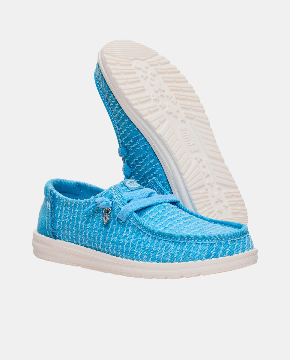 Zapatos de cordones de mujer en tejido con charm - HeyDude - Azul celeste Azul celeste-5
