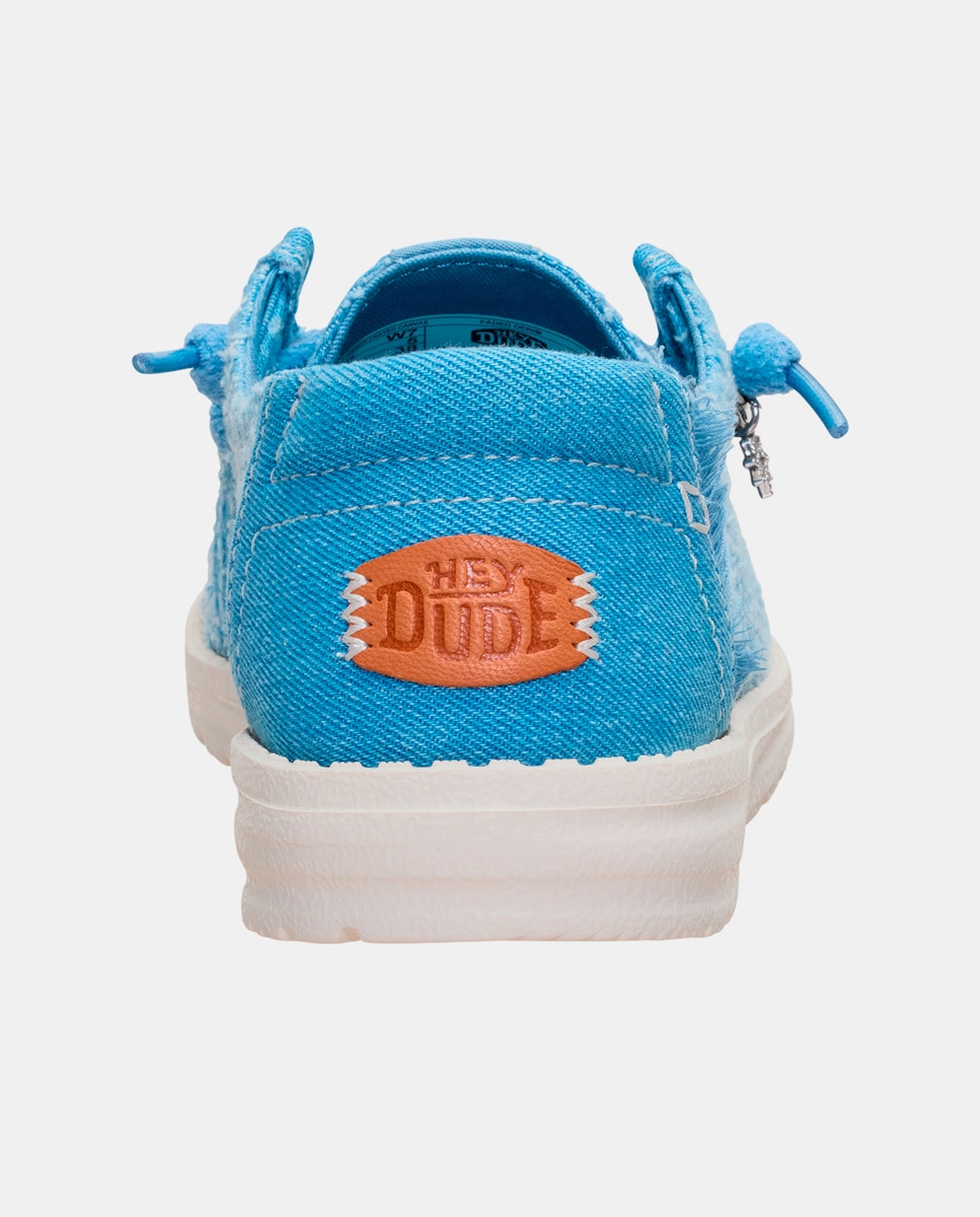 Zapatos de cordones de mujer en tejido con charm - HeyDude - Azul celeste Azul celeste-7