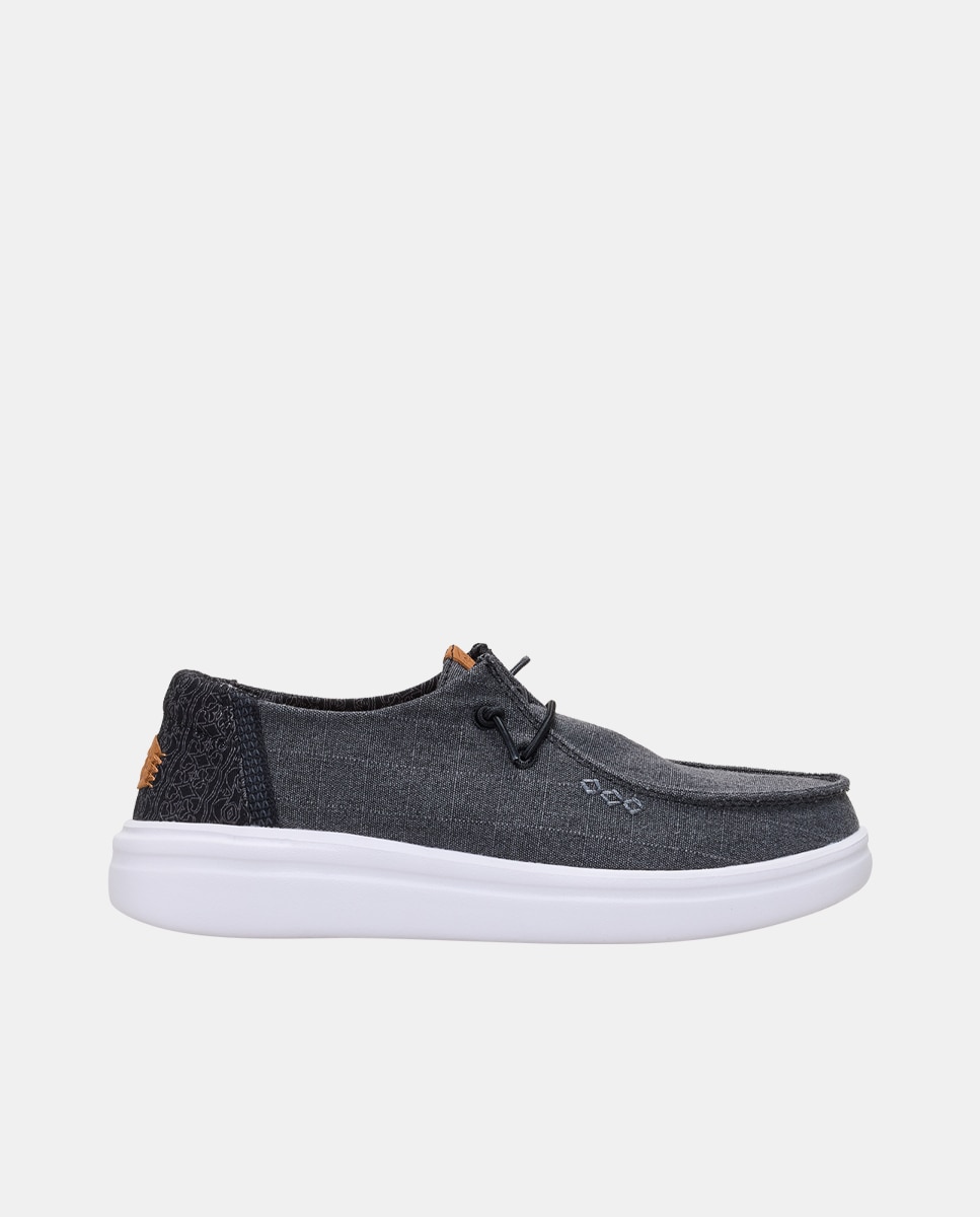 HeyDude - Zapatos de cordones de mujer en tejido con talón bordado.