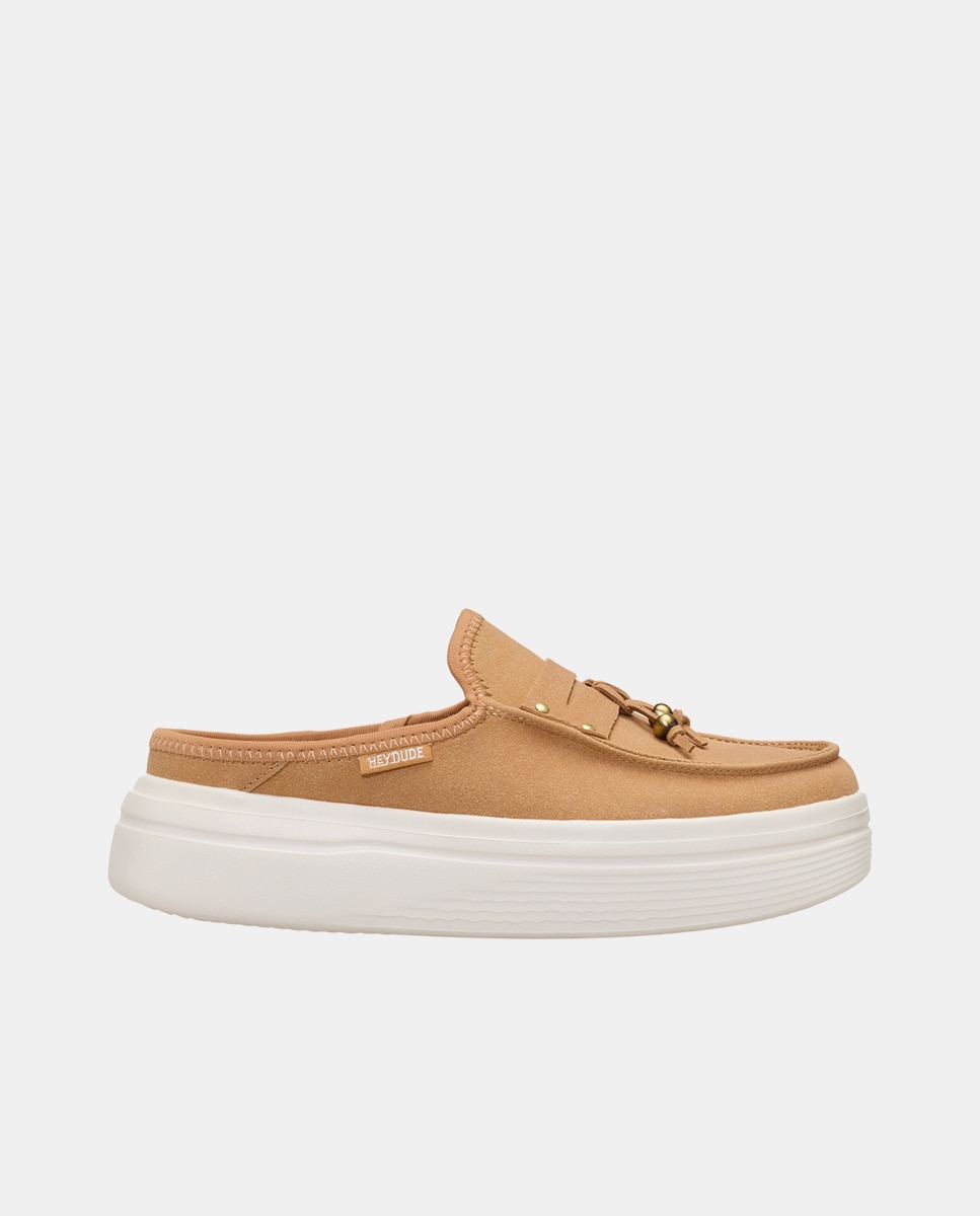 Zuecos de mujer con plataforma y charm - HeyDude - Marrón claro Marrón claro-1