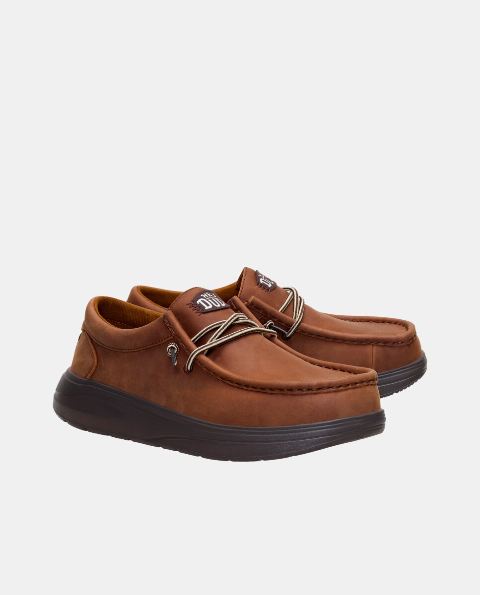 Zapatos de cordones de hombre en piel - HeyDude - Marrón Marrón-4