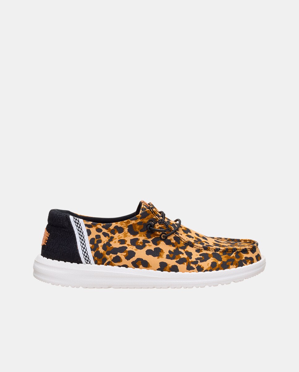 Imagen 0 de Zapatos de cordones de mujer en tejido animal print Marrón
