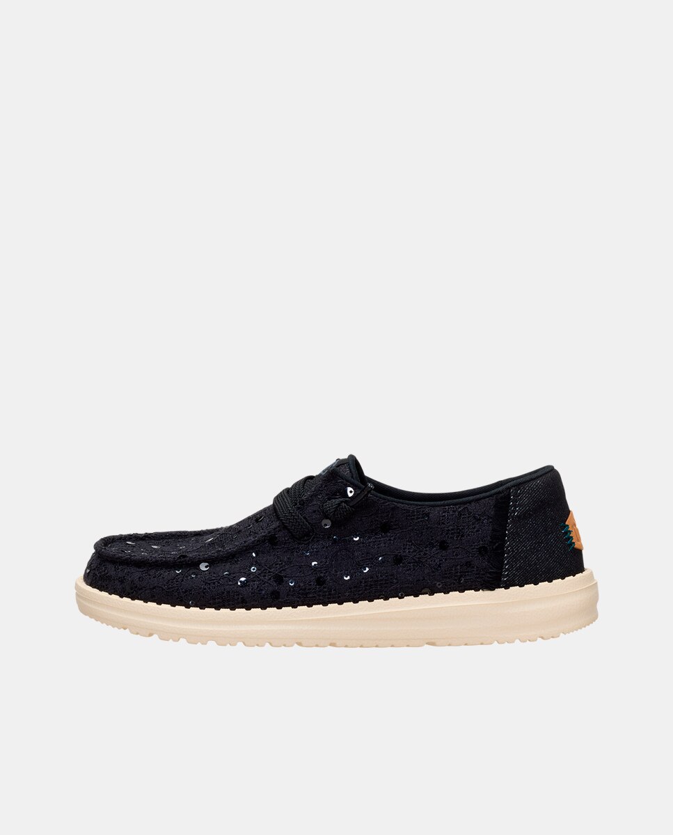 Zapatos de cordones de mujer en lentejuelas - HeyDude - Negro Negro-3